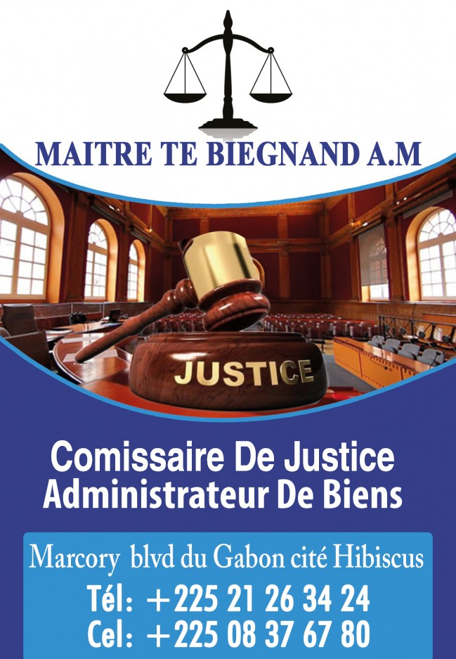 MAITRE TE BIEGNAND ANDRE MARIE Côte d'Ivoire Huissier de