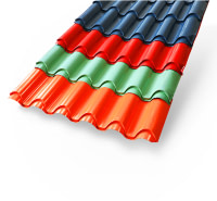 FAMILLE TOLE BAC TUILE ESTETIC ROUGE BORDEAU, ORANGE,  GRIS ET VERT