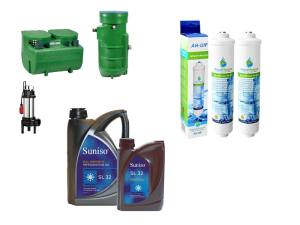 Consommables : Pompes de relevage / Filtres à eau pour réfrigérateur Américain / Huiles (BSE, EMKARATE, SUNISO)
