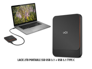 Gamme MAC / Lacie 2TB Portable SSD USB 3.1 + USB 3.1 Type C