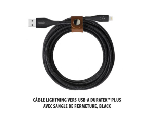 Gamme iPad / Câble Lightning vers USB-A DuraTek™ Plus avec sangle de fermeture, Black