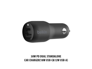 30W PD Dual Standalone Car Charger(18W USB-C&12W USB-A)