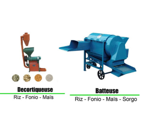 Batteuse Riz - Fonio - Mais - Sorgo, Décortiqueuse Riz - Fonio - Mais