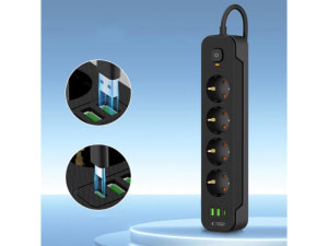 Multiprise 5 ports USB + USB-C + 5 prises 240 V