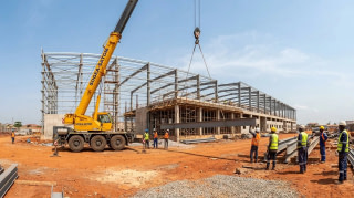 Chantier de construction d'un bâtiment professionnel en Côte d'Ivoire